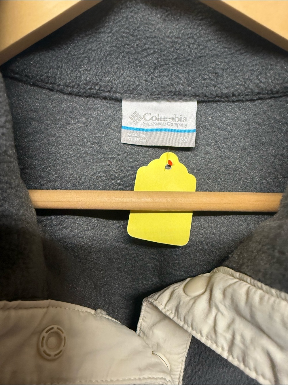 Columbia Olive Green and Charcoal Half-Snap Fleece Pullover - Picture 2 of 4